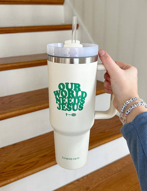 
                  
                    Load image into Gallery viewer, Our World Needs Jesus 40 oz Tumbler
                  
                