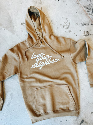 
                  
                    Load image into Gallery viewer, Love Your Neighbor - Adult Brown Hoodie
                  
                