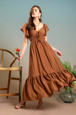 
                  
                    Load image into Gallery viewer, Brown Midi Dress
                  
                