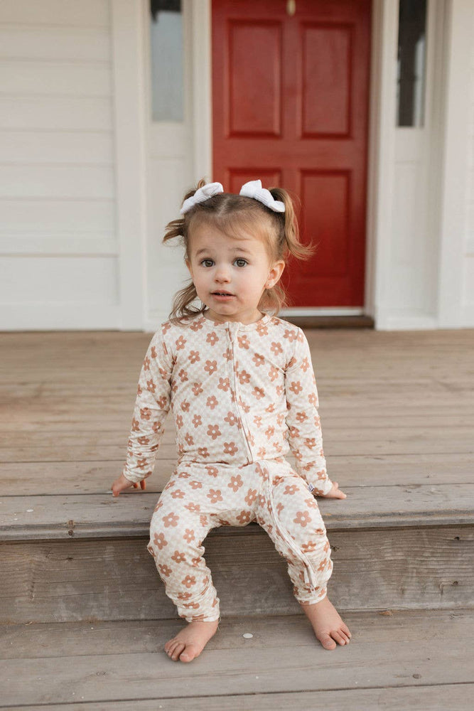
                  
                    Load image into Gallery viewer, Wavy Daisy Checkerboard Romper
                  
                