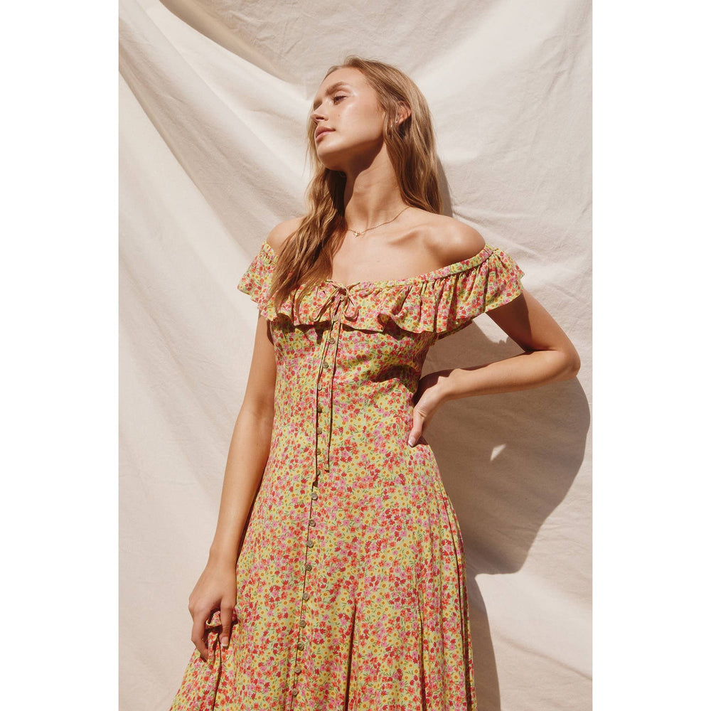 
                  
                    Load image into Gallery viewer, Floral Ruffle Midi Dress
                  
                