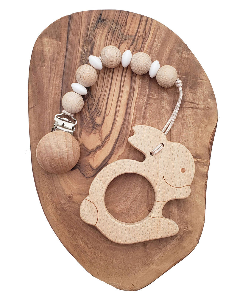 Bunny Teether Toy with Chai Pacifier clip - Mali Wear