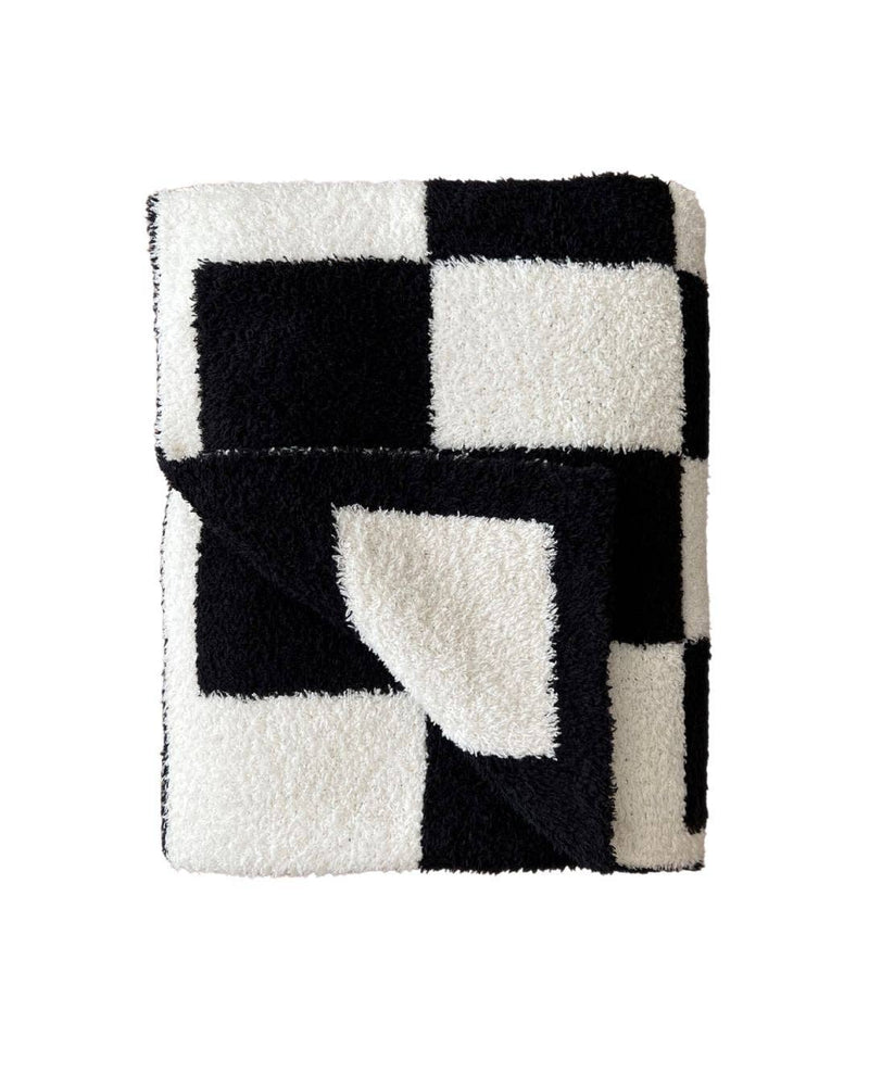 
                  
                    Load image into Gallery viewer, Checkered Plush Blanket | Black
                  
                