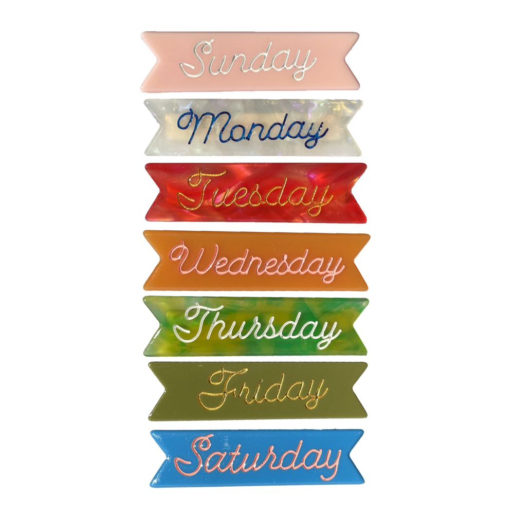 Days of the Week Hair Clips - English