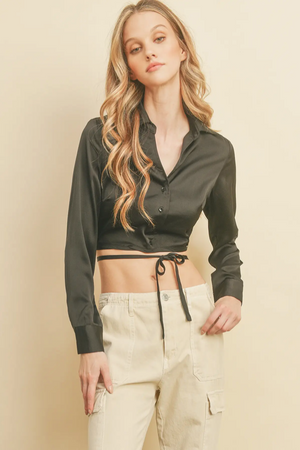 
                  
                    Load image into Gallery viewer, Tie Waist Cropped Shirt
                  
                