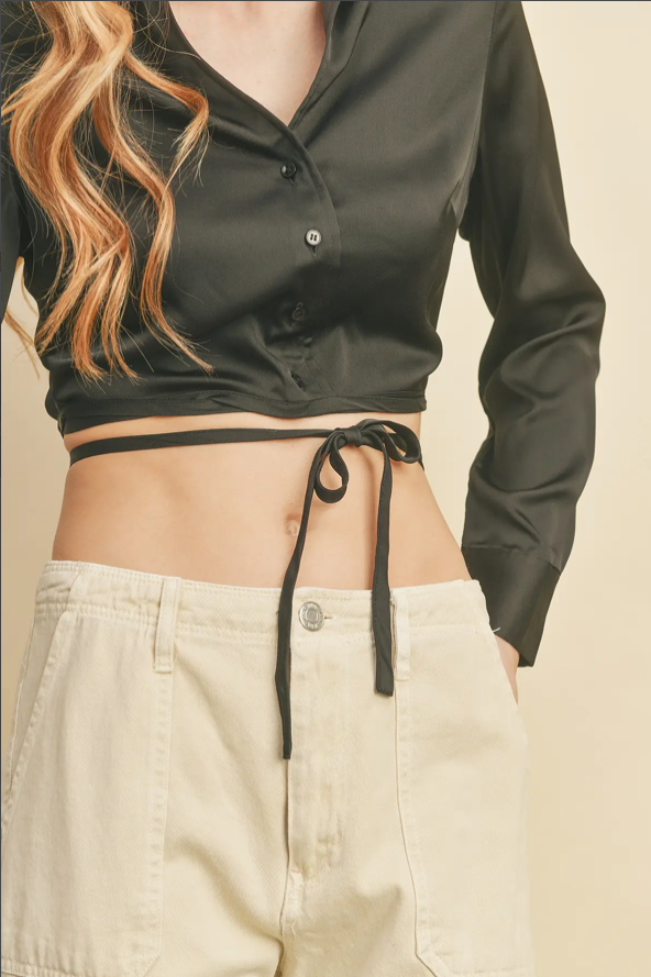 
                  
                    Load image into Gallery viewer, Tie Waist Cropped Shirt
                  
                