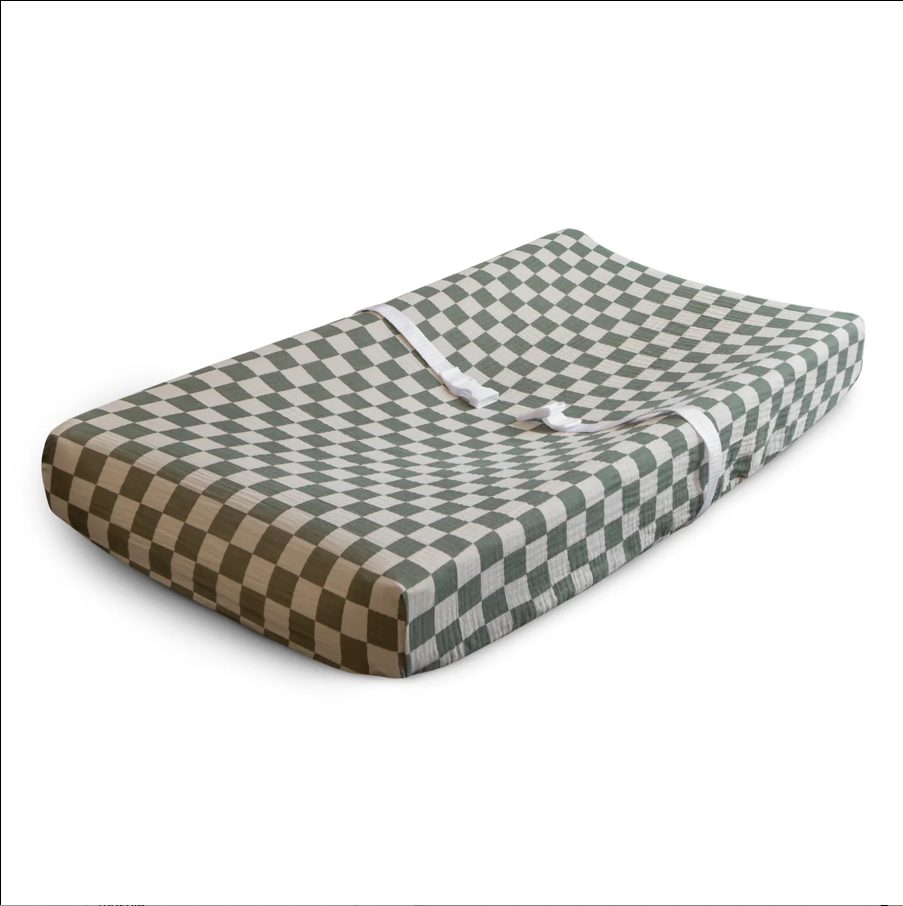 Muslin Changing Pad Cover - Green Check
