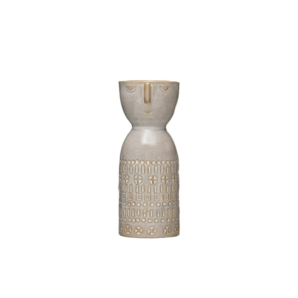 Stoneware face vase