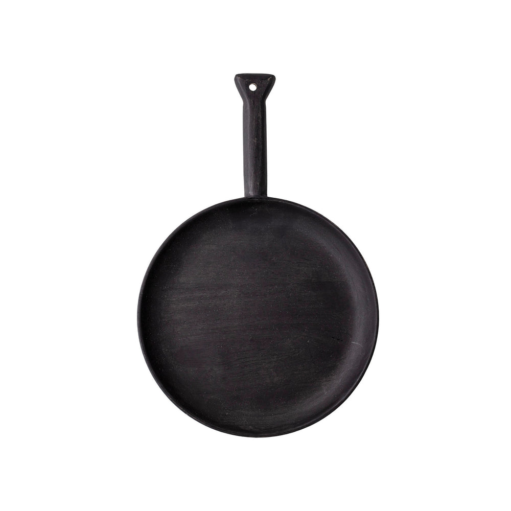 black round wooden serving board