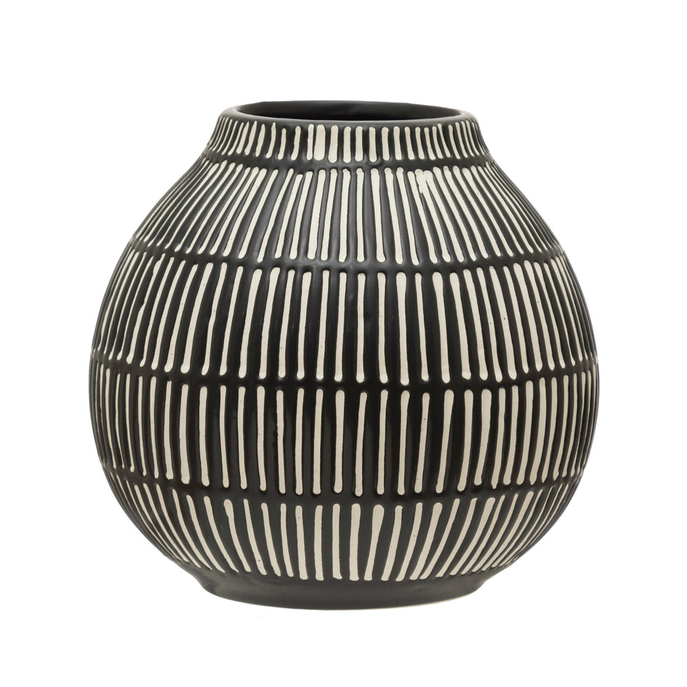 Black and white lined vase