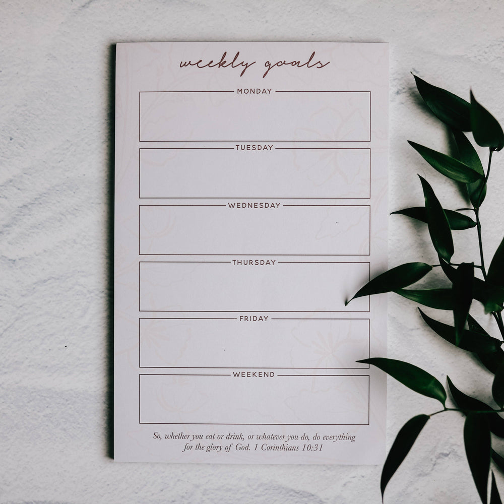 Weekly Goals Notepad - Blush Floral - The Daily Grace Co