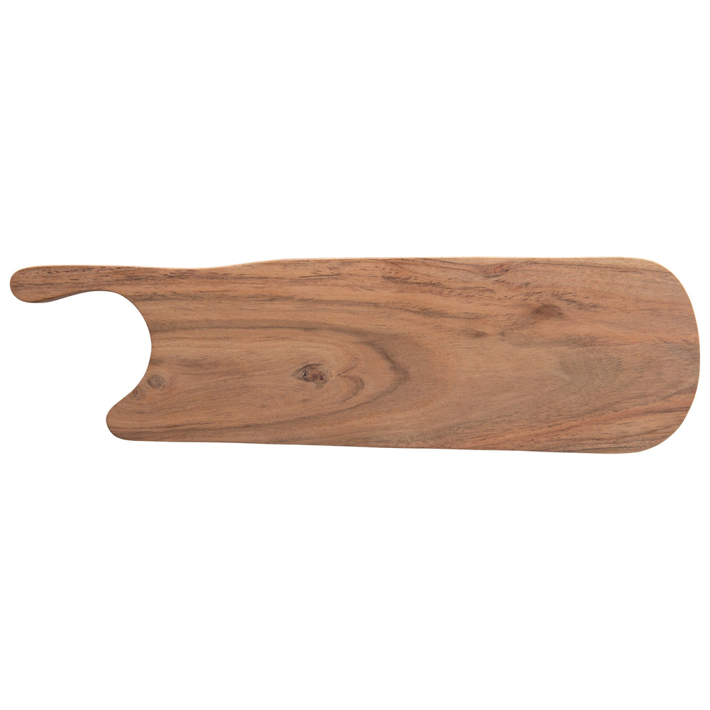 Long skinny Acacia wood cutting board with handle
