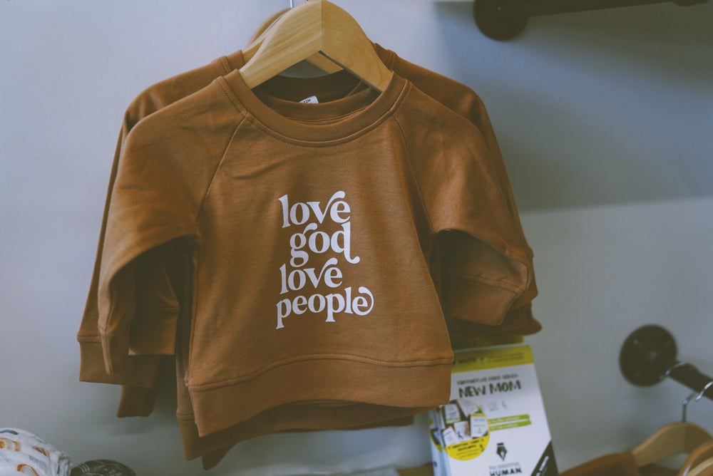 
                  
                    Load image into Gallery viewer, Love God Love People Kids Sweater
                  
                